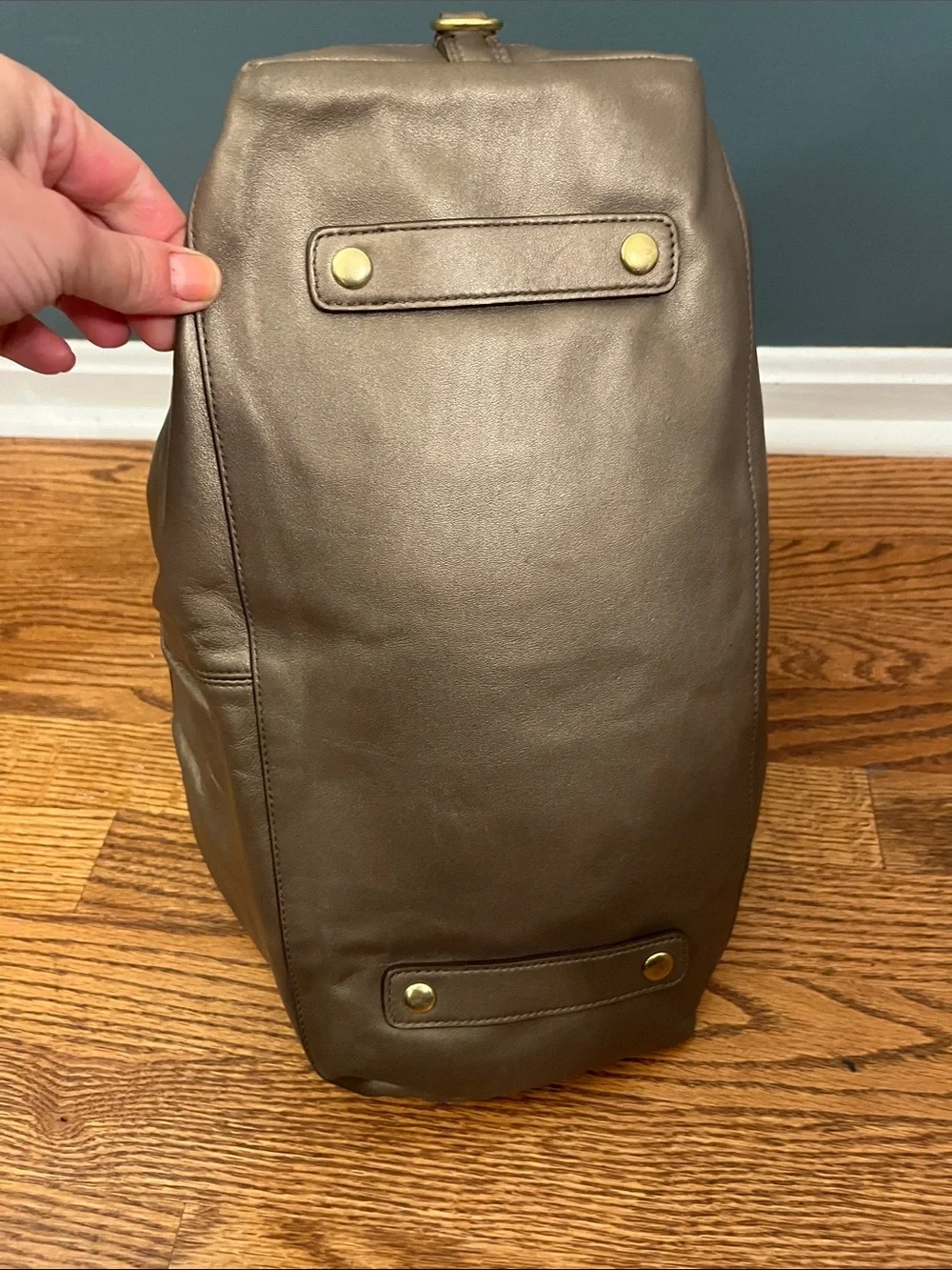 Coach ASHLEY Leather Satchel Handbag Metallic Bronze/Gunmetal no F15447